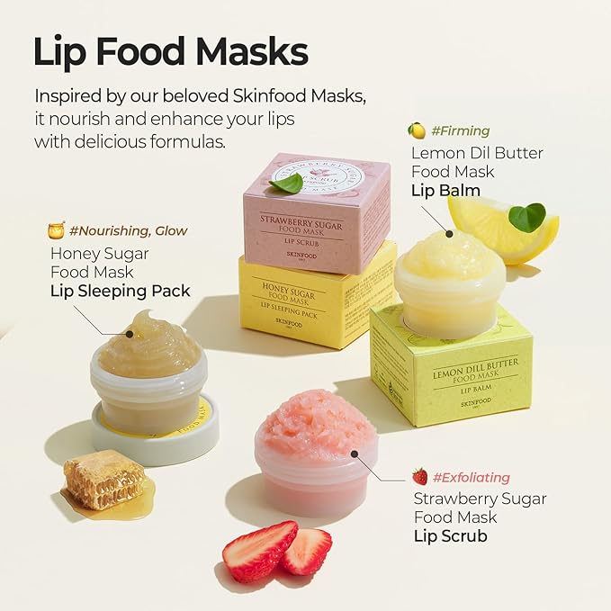 SKINFOOD Honey Sugar Lip Sleeping Mask, Lip Mask for Overnight, Korean Lip Care Product for Severely Chapped Lips, Stocking Stuffers, Hydrating Lip Butter for Dry Lips, Lip Balm (0.71 fl. oz.)