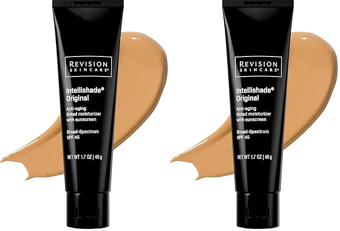 Revision Skincare Intellishade® Original SPF 45, Anti-Aging Tinted for Face,Daily Moisturizer with SPF,Anti-Wrinkle with Peptides & Vitamin C,Hydrating Broad-Spectrum Sunscreen, 1.7 oz, (Pack of 2)