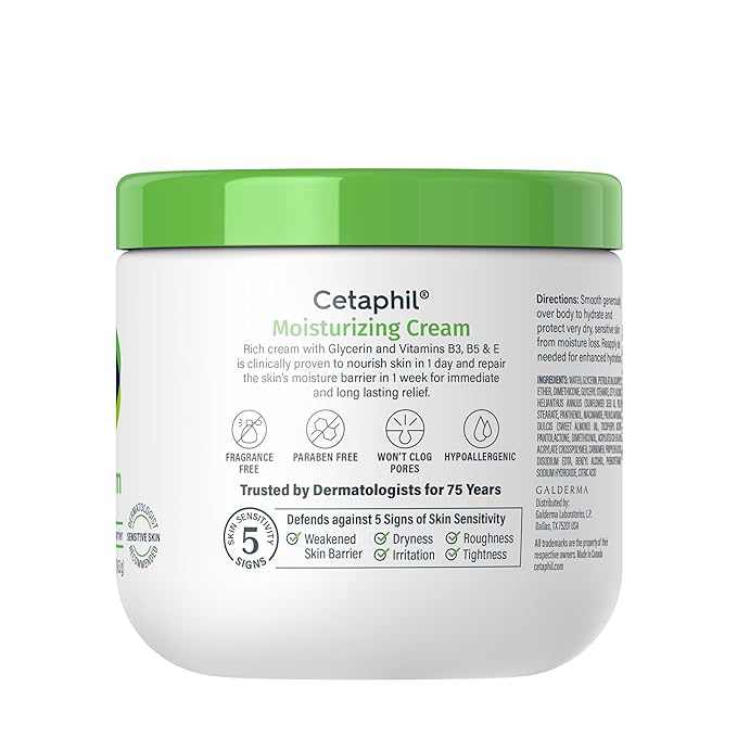 Cetaphil Face & Body Moisturizer, Hydrating Moisturizing Cream for Dry to Very Dry, Sensitive Skin, NEW 16 oz 2 Pack, Fragrance Free, Non-Comedogenic, Non-Greasy