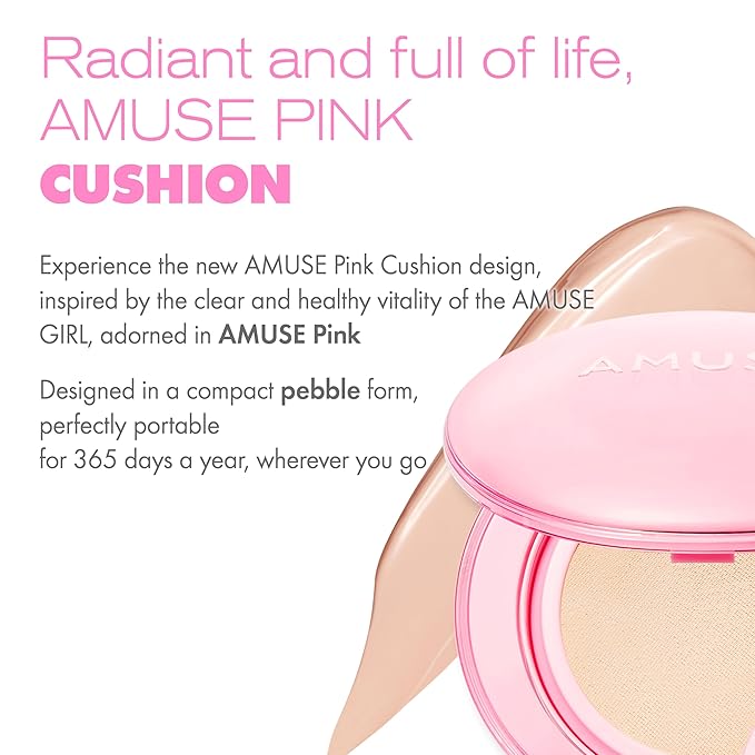 Amuse SEOUL Dew Power Vegan Cushion Foundation (04 TAN) | Dewy, glow, long-lasting, double coverage, clean beauty, lightweight, natural look, hydrating cushion
