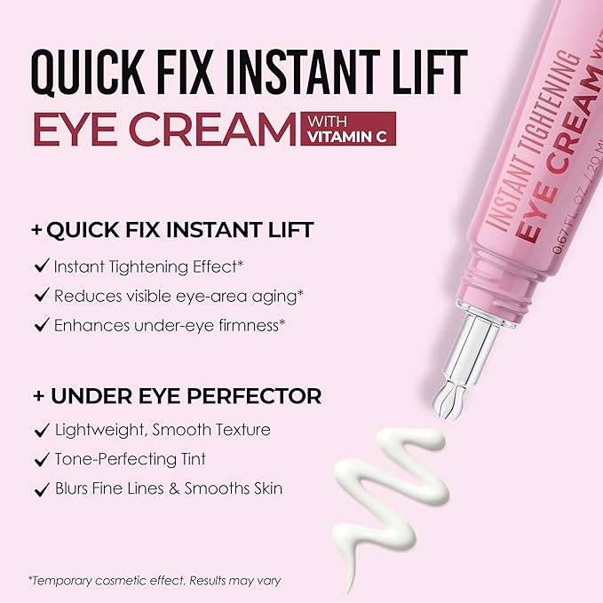 Quick Fix Retinol Instant Eye Tightener Cream – Reduces Wrinkles, Dark Circles & Puffiness – Dermatologist Tested, Anti-Aging, Korean Skin Care – Clean Beauty, Cruelty-Free, Vegan – .67 Fl Oz