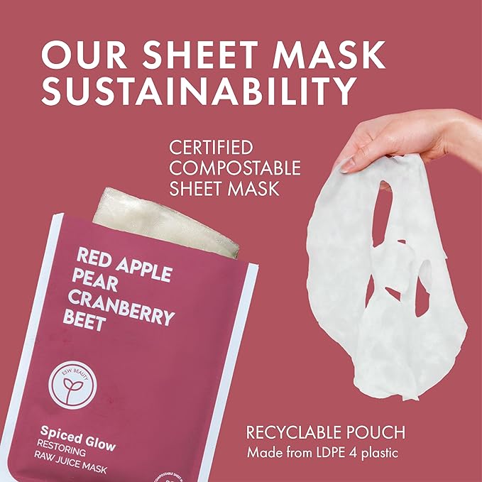 ESW Beauty Spiced Glow - Restoring Raw Juice Face Mask – Red Apple, Pear & Cranberry Face Mask for Dull, Uneven & Aging Skin – Illuminates, Restores & Replenishes