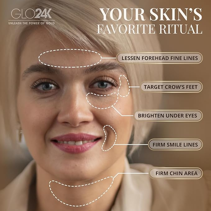 GLO24K Instant Facelift Cream with 24k Gold, Hyaluronic Acid, Peptides, and Vitamins. Value Pack of 2. A powerful non-invasive alternative to injections.