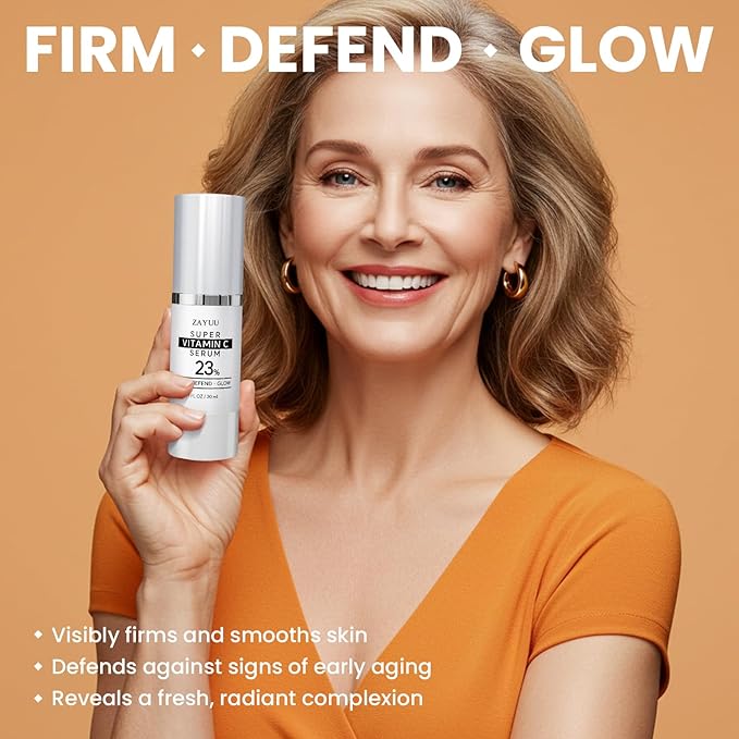 Super Korean Vitamin C Face Serum: 23% Pure Vitamin C + Hyaluronic Acid, Vitamin E & Ferulic Acid – Anti-Aging Serum for Wrinkles, Dark Spots & Mature Skin – Korean Skincare