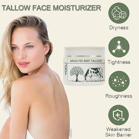 Beef Tallow for Skin, Tallow Face Moisturizer, 100% Organic Beef Tallow Blam Grass Fed Tallow Face Cream Moisturizer Body Lotion Skin Care for All Skin Types