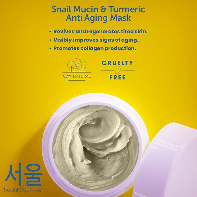 Korean Skincare Set - Contains K Beauty Essence Spray + Snail Mucin Turmeric Face Mask - This Potent Anti Aging Anti Wrinkle Skin Care Set Will Provide You With That Healthy Youthful Glow