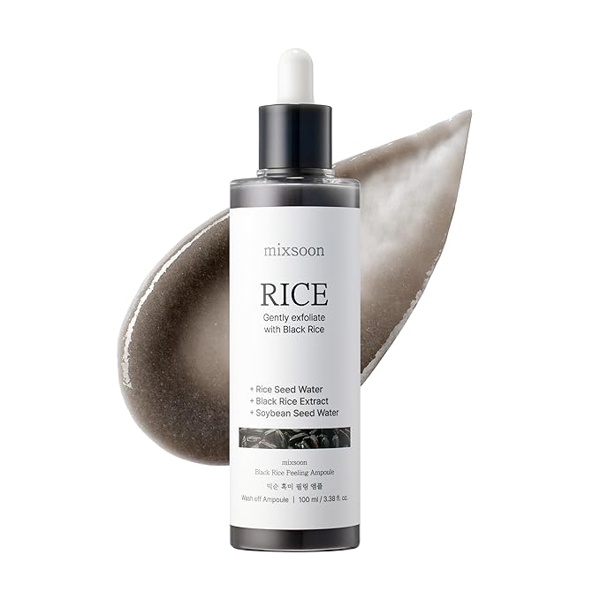mixsoon Peeling Ampoule - Black rice exfoliant, Gentle Exfoliating Serum for Smooth, Radiant Skin, Dead Skin Cells Remover 100ml / 3.38 fl.oz. Korean Glass Skin Care