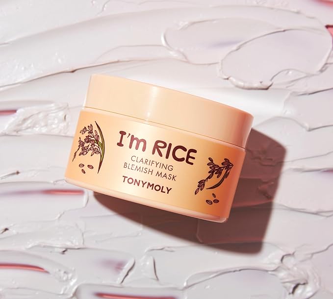 TONYMOLY I'm Rice Clarifying Skincare Set – 3-Step Face Care for Clear, Hydrated Skin – Includes Enzyme Powder Cleanser, Blemish Mask & Nourishing Sheet Masks – Gentle Exfoliation & Oil Control