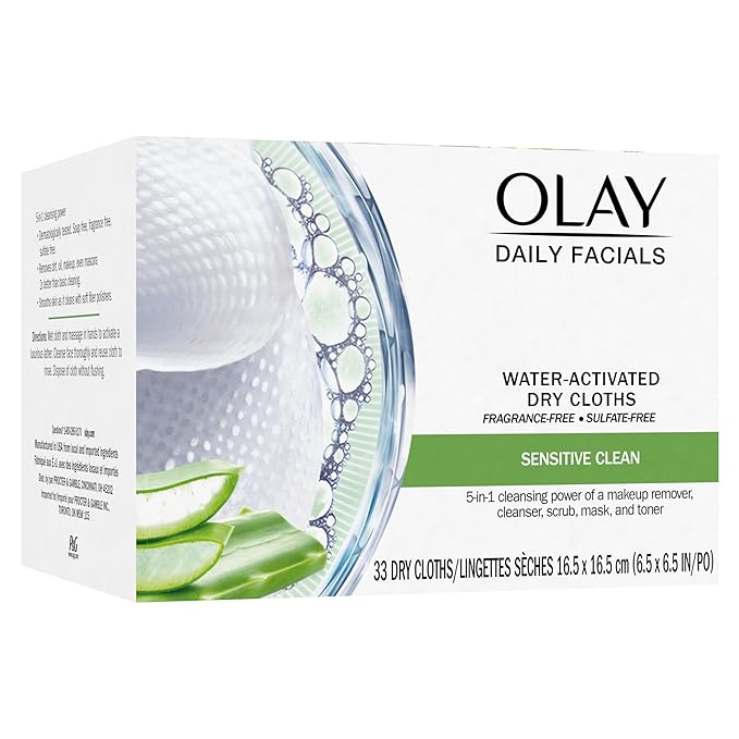 Olay Eye Makeup Remover Wipes, Daily Facials Gentle Face Cleanser for Sensitive Skin, Alcohol and Fragrance Free, Soft Face Wash Towels, Travel Essentials for Women, Dry Cloths, 99 ct (3 X 33ct)
