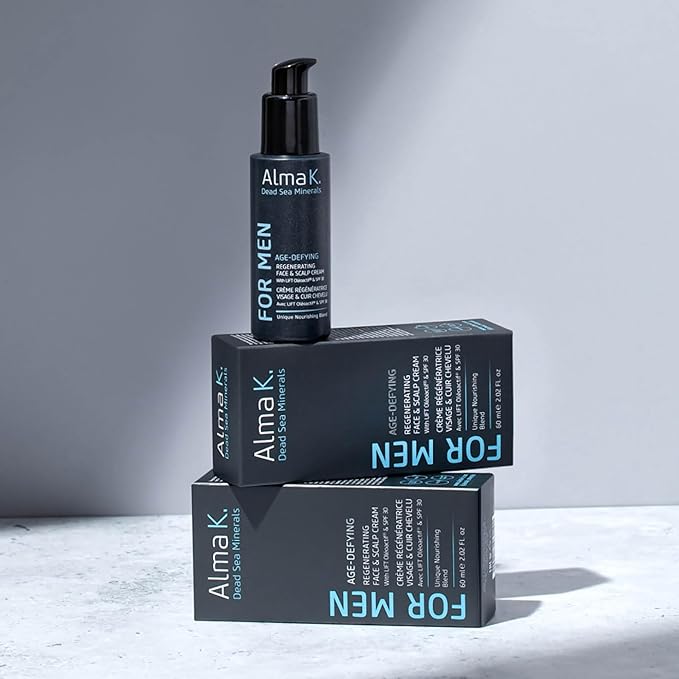 Alma K Age Defying Regenerating Face and Scalp Cream With SPF 30 - Daily Moisturizer for Men - 2 oz