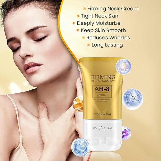 AH-8 Firming Neck Cream with Roller, Neck Moisturizer Cream for Crepey Skin, Tightening Lotions Skin Care Skin Repair for Women, Day & Night Use