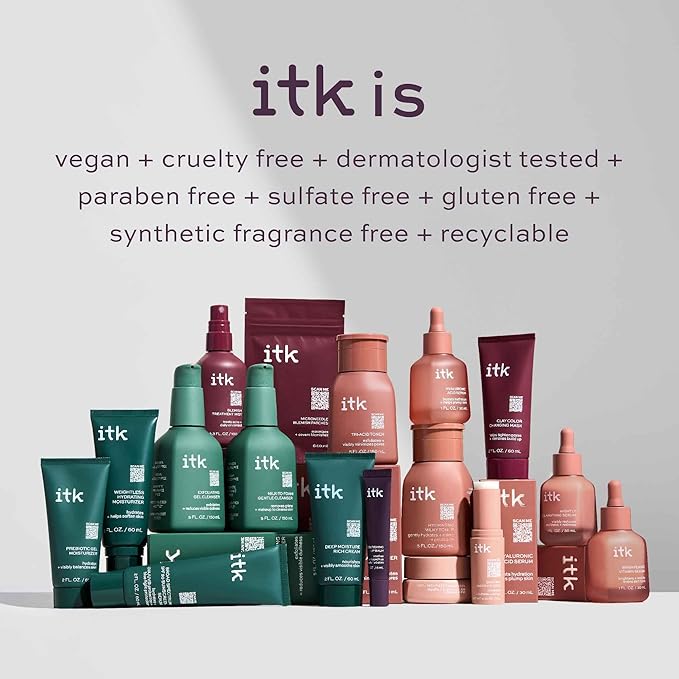 ITK Exfoliating Facial Gel Cleanser - Face Wash to Brighten + Smooth Skin - Dissolves Makeup + Grime Gently- Even-Toned Skin - Glycolic Formula to Brighten Skin, for Normal to Oily Skin, 5 Fl Oz