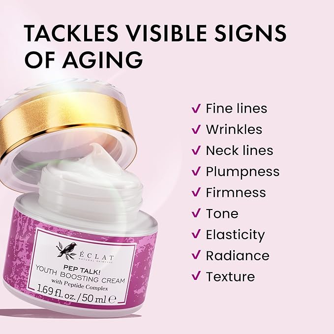 Eclat Skincare Anti Aging Face Cream - Face Moisturizer with Collagen Peptides, Hyaluronic Acid, & Vitamins C+E - Improves Fine Lines and Wrinkles - Day Cream for Women Anti Aging 50 ml