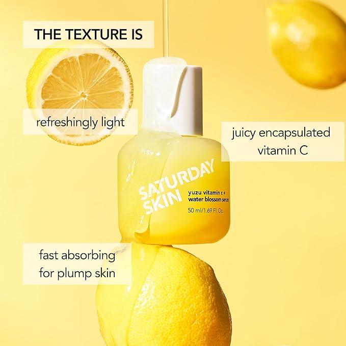Saturday Skin Yuzu Vitamin C Serum for Face – Brightening Serum Hyaluronic Acid, Peptides & Niacinamide, Vitamin C Glass Skin Peptide Serum, Korean Beauty Vitamin C Serum, Korean Skin Care (50 ml)