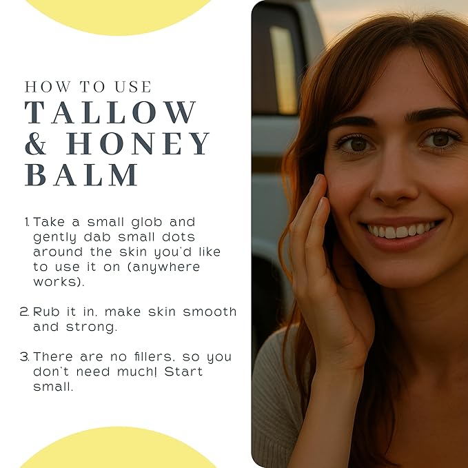 Vanman's Tallow and Honey Balm With No Added Scent (3 Pack) - Beef Tallow Face Moisturizer with Grass-Fed/Finished Beef Tallow for Skin, Organic Raw Honey and Beeswax, Cold Pressed Olive Oil - 2 oz