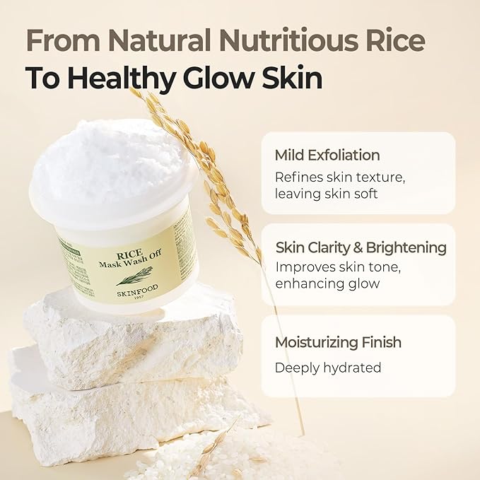 SKINFOOD Rice Mask Wash Off 3.5oz / Gently Exfoliates the Skin/Softening with Nutrient Rich Rice