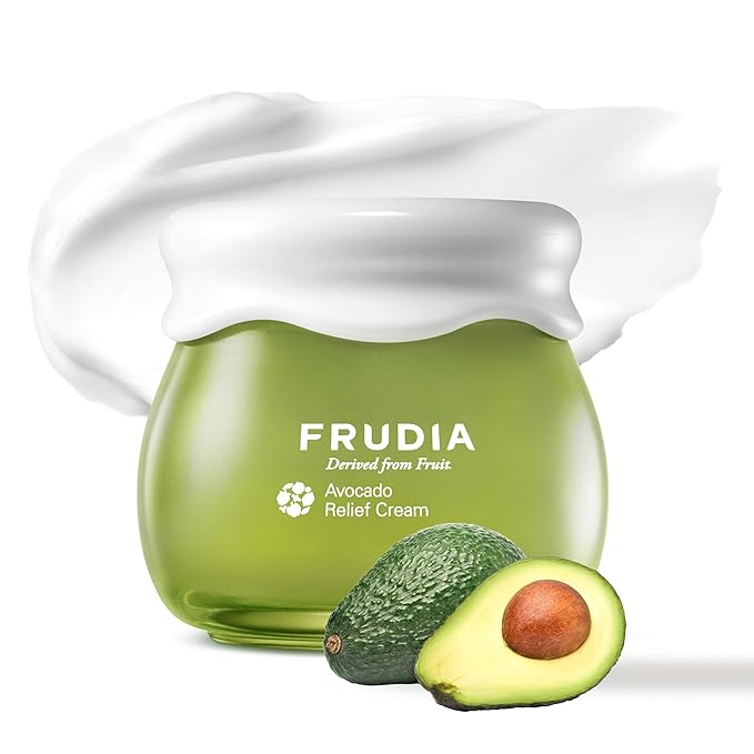 FRUDIA Avocado Relief Face Cream (1.94 oz) – Soothing and Calming Korean Face Moisturizer w/62% Avocado Extract, Panthenol & Madecassoside for Dry, Sensitive Skin | Vegan & Cruelty Free