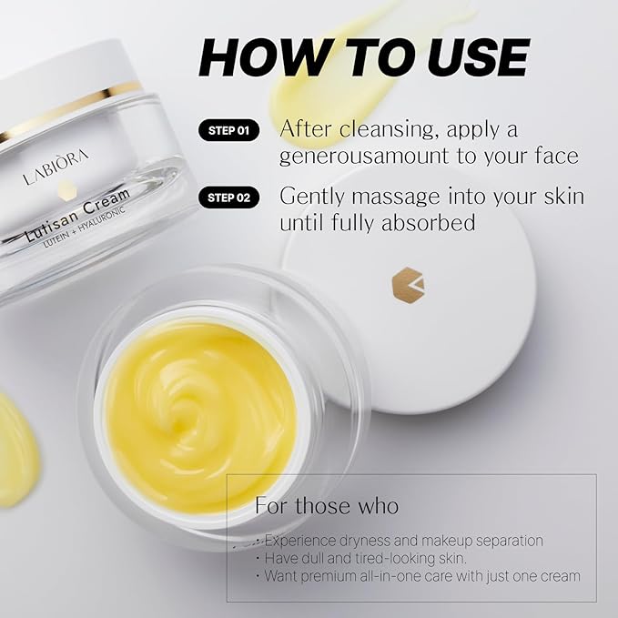 Lutisan Facial Moisturizer - Lutein, Niacinamide & Natural Extracts Daily Cream for Face with Soothing & Cooling Care with Hydration, and Gentle Skin Support K-Beauty (1.69 fl. oz/50ml)