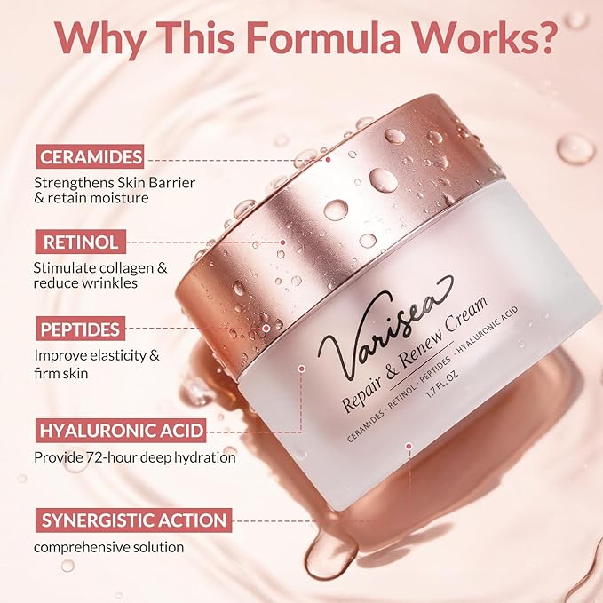 Repair & Renew Cream - Anti-Aging Face Moisturizer with Retinol, Ceramides, Peptides & Hyaluronic Acid - to Firm & Renew Skin for Wrinkles, Dryness & Sensitive Skin (Fragrance-Free)