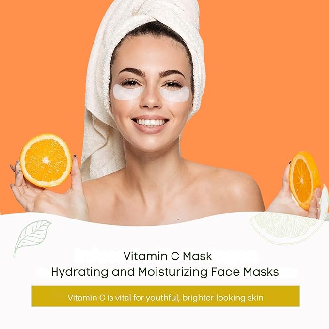 Oh K! Glowing Vitamin C Mask - Hydrating and Moisturizing Face Masks for Men and Women (Pack of 3)