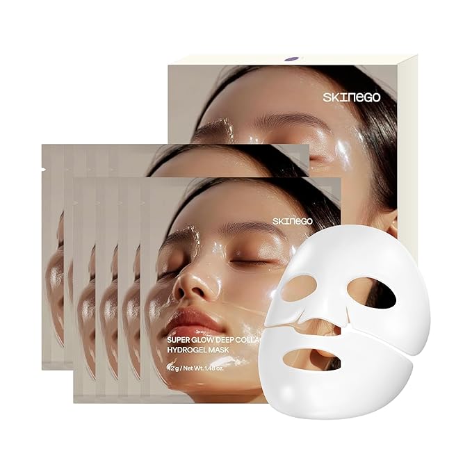Super Glow Deep Collagen Hydrogel Mask 1.48 oz × 8 Sheets, 5,000,000ppb Hydrolyzed Collagen, Elasticity, Wrinkle Care & Radiance, Overnight K-Beauty Mask (8 Count (Pack of 1)) Sold by Pharmeus