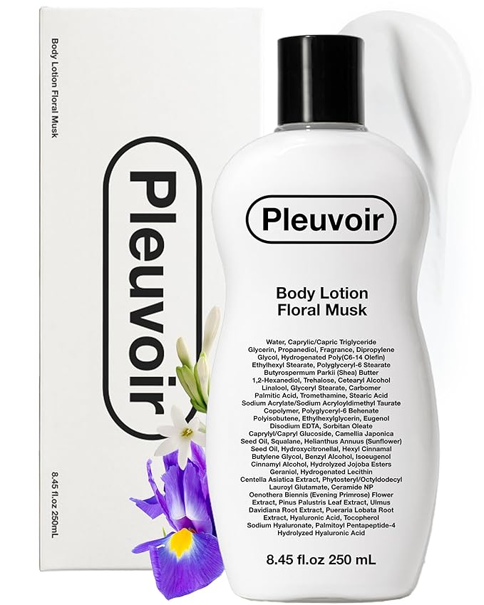 Pleuvoir Luxury Perfume Body Lotion Floral Musk - French MANE Fragrance (Tuberose & Musk), Non-Greasy Fast-Absorbing, Moisturizing with Ceramide, 5-Hyaluronic Acid, Wildflower Scent 8.45 fl.oz