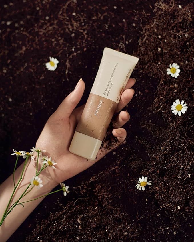 FRUDIA Re:proust Essential Blending Hand Cream – Earthy Scent, 1.76 fl oz | Vegan, Non-Greasy Moisturizer with Shea Butter, Sandalwood, Chamomile & Moringa Oil | Travel-Size 1.76 fl oz