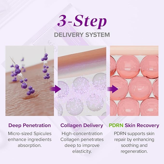Mary&May Spicule Collagen PDRN Cream - Korean Face Moisturizer with Marine Spicules & French Collagen - Plumping Barrier Elasticity Treatment, Ceramide Panthenol for Sensitive Skin, 15g / 0.5 oz