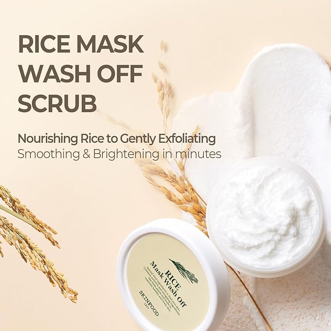 SKINFOOD Rice Mask Wash Off 3.5oz / Gently Exfoliates the Skin/Softening with Nutrient Rich Rice