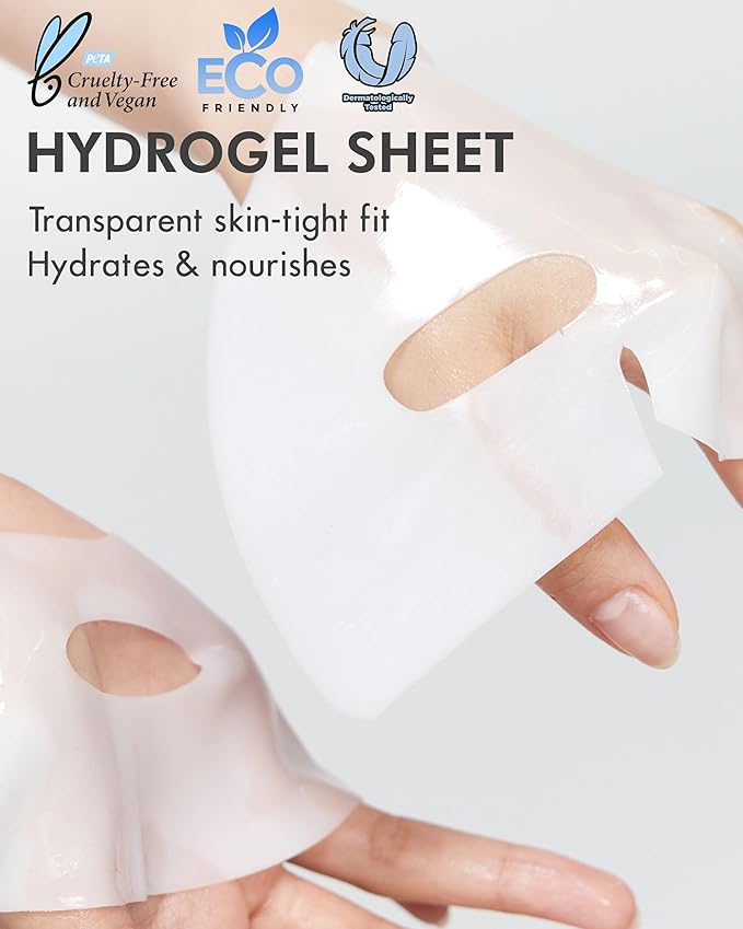 DERMAL Seoul Face Hyaluronic Hydrogel Melting Mask (4 Pack) - Korean Overnight Cooling Gel Face Mask with Ceramide & Nano Hyaluronic Acid - Pore Minimizing & Hydrating Ritual for Glow Skin