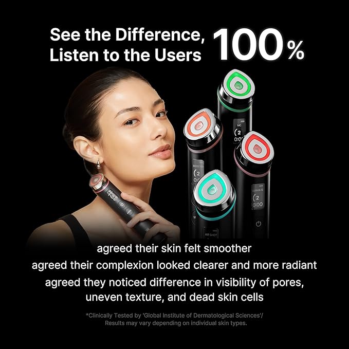 medicube Booster Pro | 6-in-1 Real Glass Glow Beauty Massager | for Clear, Radiant, Firmer-Looking Skin | Korean Skin Care | Black