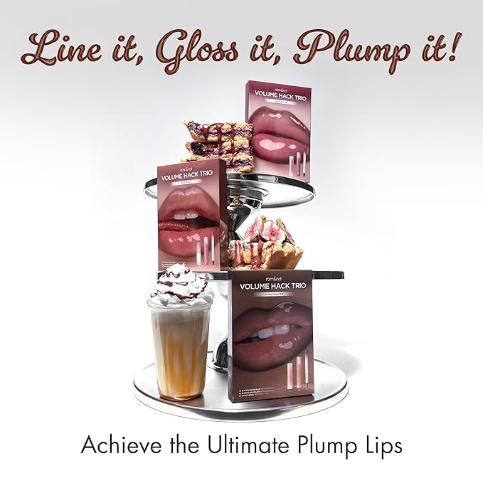 rom&nd Volume Hack Trio Sweet Fig Set | Korean Lip Combo for Plump, Hydrated & Glossy Lips | 3-in-1 Kit