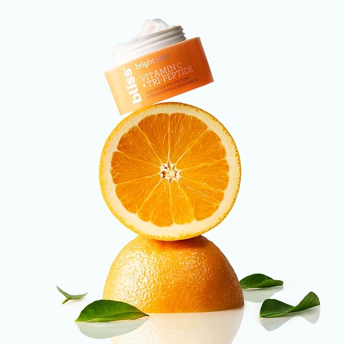 Bliss Vitamin C + Tri-Peptide Brightening Moisturizer | Squalane & Hydration Boosters | Anti-Aging Face Cream for Collagen and Elasticity | Clean Vegan & Cruelty Free 1.7 fl oz