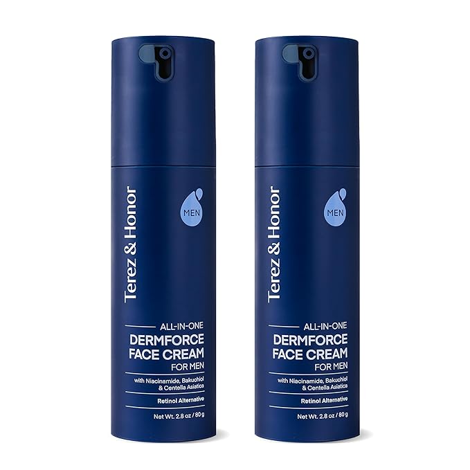 TEREZ & HONOR 6-In-1 Face Cream for Men: Dermforce Anti-Aging Moisturizer Cream with Niacinamide & Bakuchiol - Reduces Wrinkles, Dark Circles & Eye Bags - Made In Korea (2 Pack (5.6 oz) + Original)