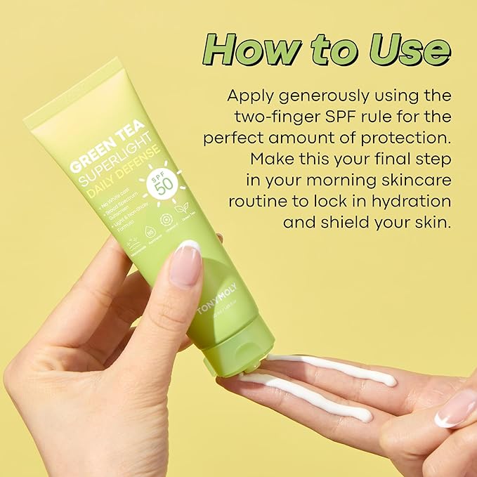 TONYMOLY Green Tea Korean Sunscreen SPF 50 – Non-Greasy Broad Spectrum Face Sunscreen with Niacinamide, Panthenol & Hyaluronic Acid, Travel Size 50ml