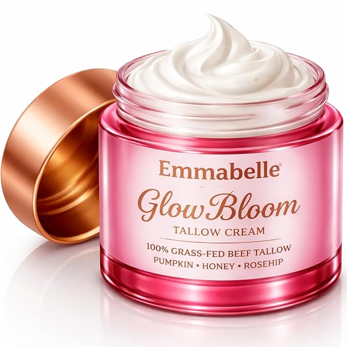 Emmabelle Beef Tallow for skin Whipped-Texture 100% Grass-Fed beef Tallow Moisturizer with Pumpkin Seed Oil, Honey, Rosehip & Mild Vanilla | Deep Hydration for Dry & Sensitive Skin. Free spatula. 4oz