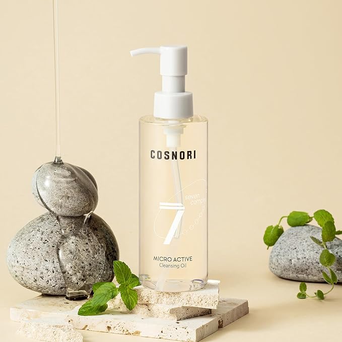 COSNORI 7-Complex Micro Active Cleansing Oil – Korean Vegan Facial Cleansing Oil, Fresh and Light Finish – Gentle Makeup Remover for Face, Hypoallergic, Fermented 7-Oil Complexes, 6.7 fl.oz.