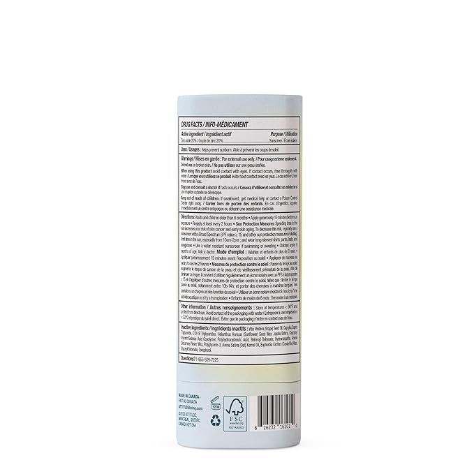 ATTITUDE Mineral Sunscreen Face Stick for Sensitive Skin, SPF 30, EWG Verified, Plastic-Free, Broad Spectrum UVA/UVB Protection with Zinc Oxide, Dermatologically Tested, Vegan, Unscented, 0.7 Ounce