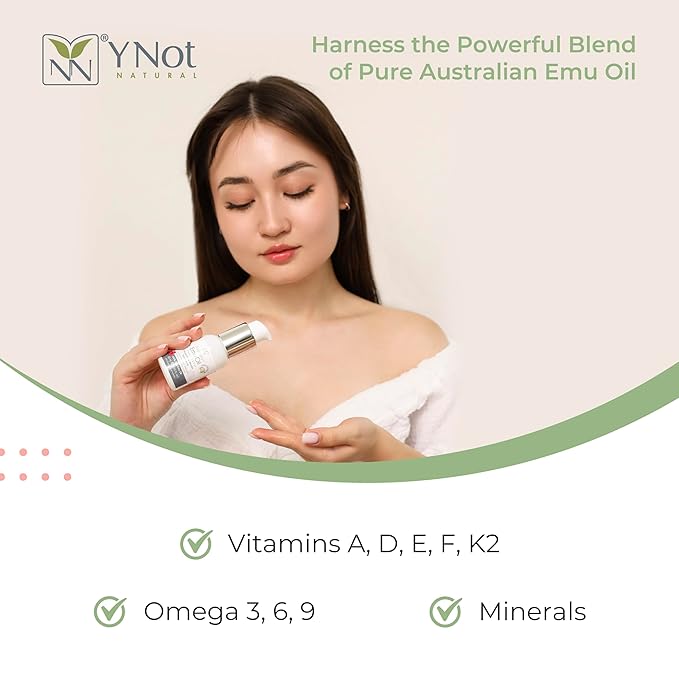 Y Not Natural Pure Emu Oil - Organic Moisture for Face, Body, Hair, Scalp & Nails - Rich in Omega 3-6-9, Vitamins & Essential Minerals - Australian Emu Oil (100ml) 3.38 fl oz -Unscented