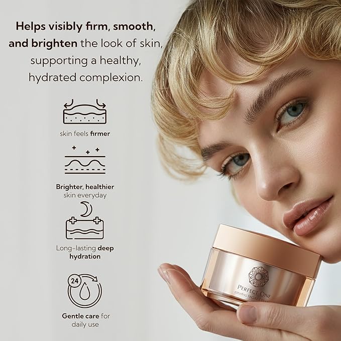 PERFECT ONE Firming Face Cream – Anti-Aging Collagen Moisturizer with Hyaluronic Acid, Niacinamide, and Squalane for firmer, brighter hydrated skin – All-in-One Skin Tightening Facial & Eye Cream, 50g
