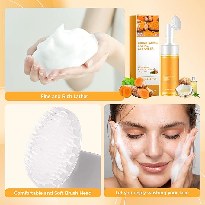 Silvercell Turmeric Facial Cleanser, Turmeric Face Wash, Glow Wash Facial Cleanser Easy to Use, Foaming Facial Cleanser Deep Cleaning Turmeric Foaming Face Wash Moisturizing for All Skin (1)