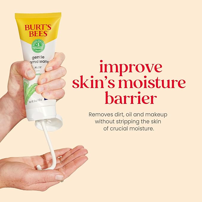 Burt's Bees Gentle Cream Cleanser with Aloe for Sensitive Skin, 98.9% Natural Origin, 6 Ounces