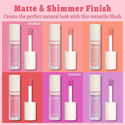 UCANBE Liquid Shimmer Blush Makeup for Cheeks, Highly Pigmented, Long Lasting, Anti-scratch, Natural-Looking, Daily Use Makeup Blush Suitable for Women Girls(01 Pink)