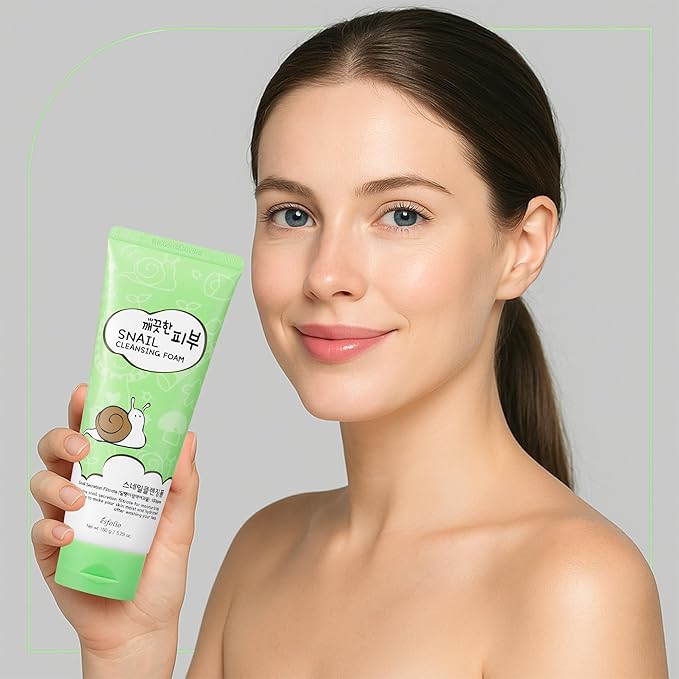 esfolio Snail Cleansing Foam – Nourishing Face Wash for Hydrated & Smooth Skin – Korean Skincare with Snail Extract for Deep Pore Cleansing & Anti-Aging – Gentle Foaming Facial Cleanser (5.29oz-150g)