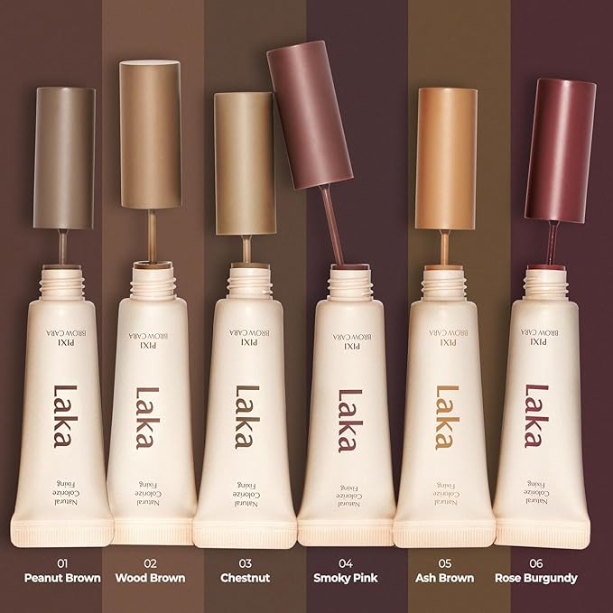 Laka Pixi Eyebrow Mascara 8g/0.28oz., Eyebrow Gel to Fix and Shape Brows, Clump-Free, Brow Fixer with Slim Precision Brush, Vegan, K-Beauty (06 Rose Burgundy)