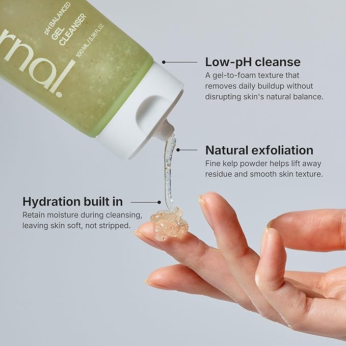 pH Balanced Gel Cleanser, Hydrating Korean Foaming Face Wash with Algae11 & Kelp Powder, Gentle Deep Cleanser for Oily or Sensitive Skin, Non-Comedogenic K-Beauty, 100ml / 3.38 fl.oz.