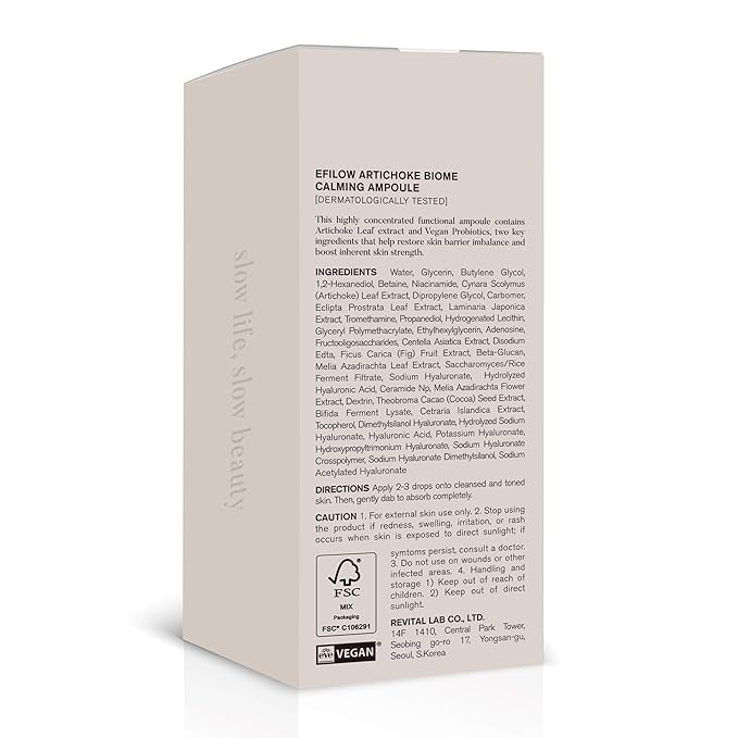 Artichoke Biome Calming Facial Ampoule, Redness-Relief Serum for Sensitive Skin, Soothing Face Hydrator with Artichoke Leaf & Centella Asiatica, Vegan K-Beauty, 1.69 fl oz (50 ml)