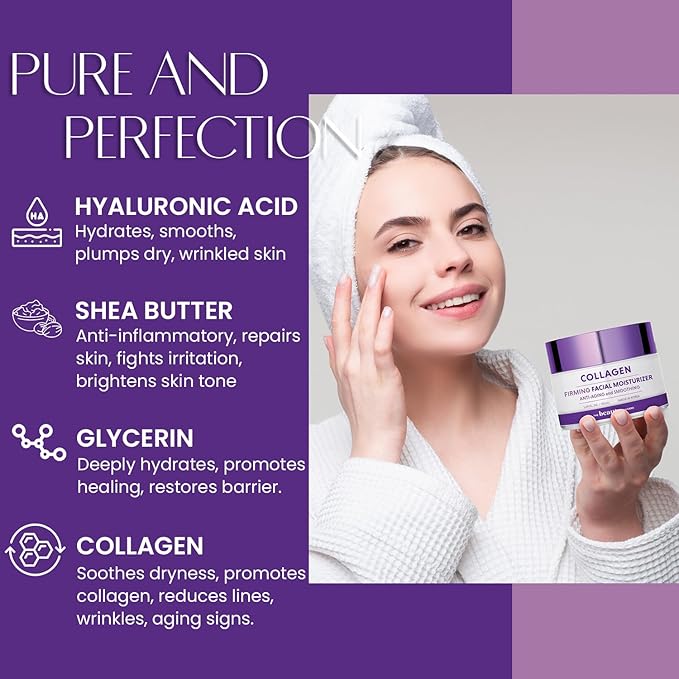 Collagen Daily Face Moisturizer - Anti-Aging, Skin Firming, Hydrating - Dermatologist Tested, Clean Beauty, Cruelty-Free Korean Skin Care for All Skin Types - 1.69 fl. oz (2 Pack)
