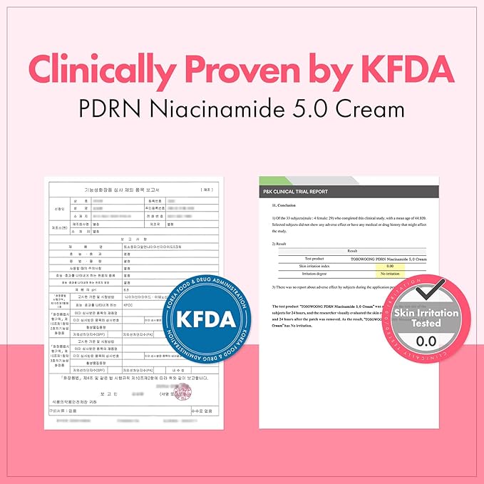 TOSOWOONG PDRN Niacinamide 5.0 Cream, Niacinamide 5% Dark Spot Remover for Face, Hyperpigmentation & Blemish Care, Salmon DNA Hydrating Moisturizer, Korean Skincare, 50ml / 1.69 fl. oz.