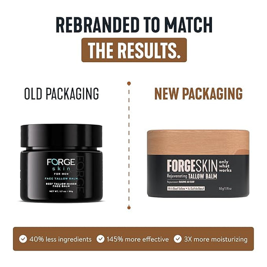 Forge Skin® Wrinkle Defense Beef Tallow Balm [TALLOW-BASED] Moisturizer for Face Hydration - Hydrating Anti Aging Skin Cream - Natural Facial Skincare Lotion with Essential Oils (1.76 OZ)